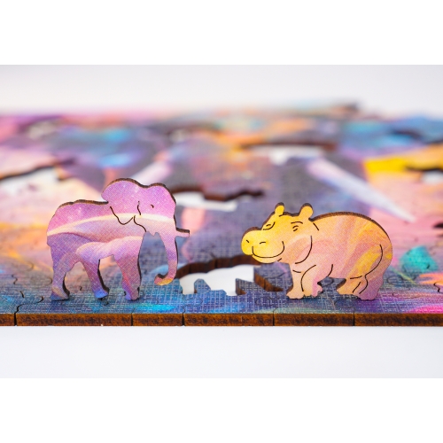 Puzzle Drewniane 25 x 25 cm SŁOŃ 145 Elementów Układanka Drewniana